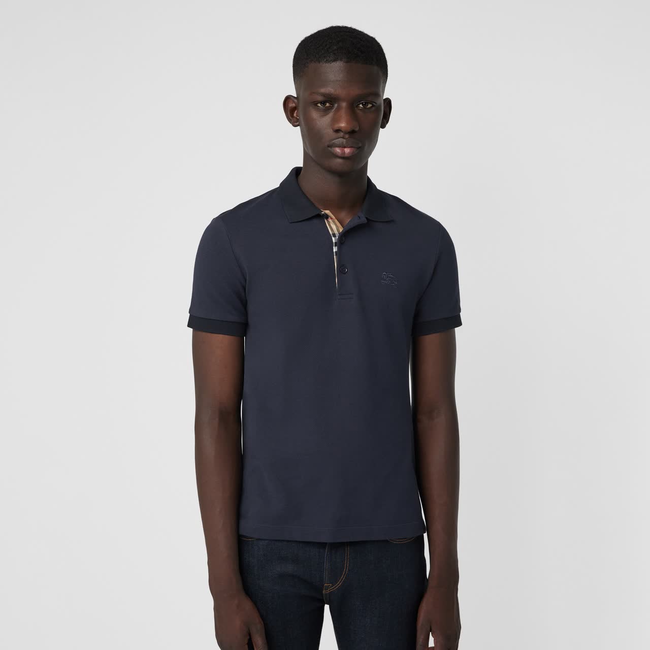 Burberry Check Placket Cotton Polo Shirt