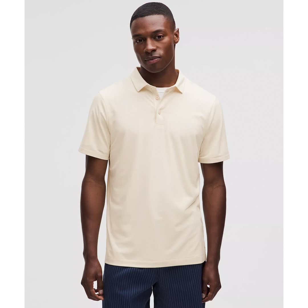 Lululemon Evolution Polo Shirt in light blue on mannequin