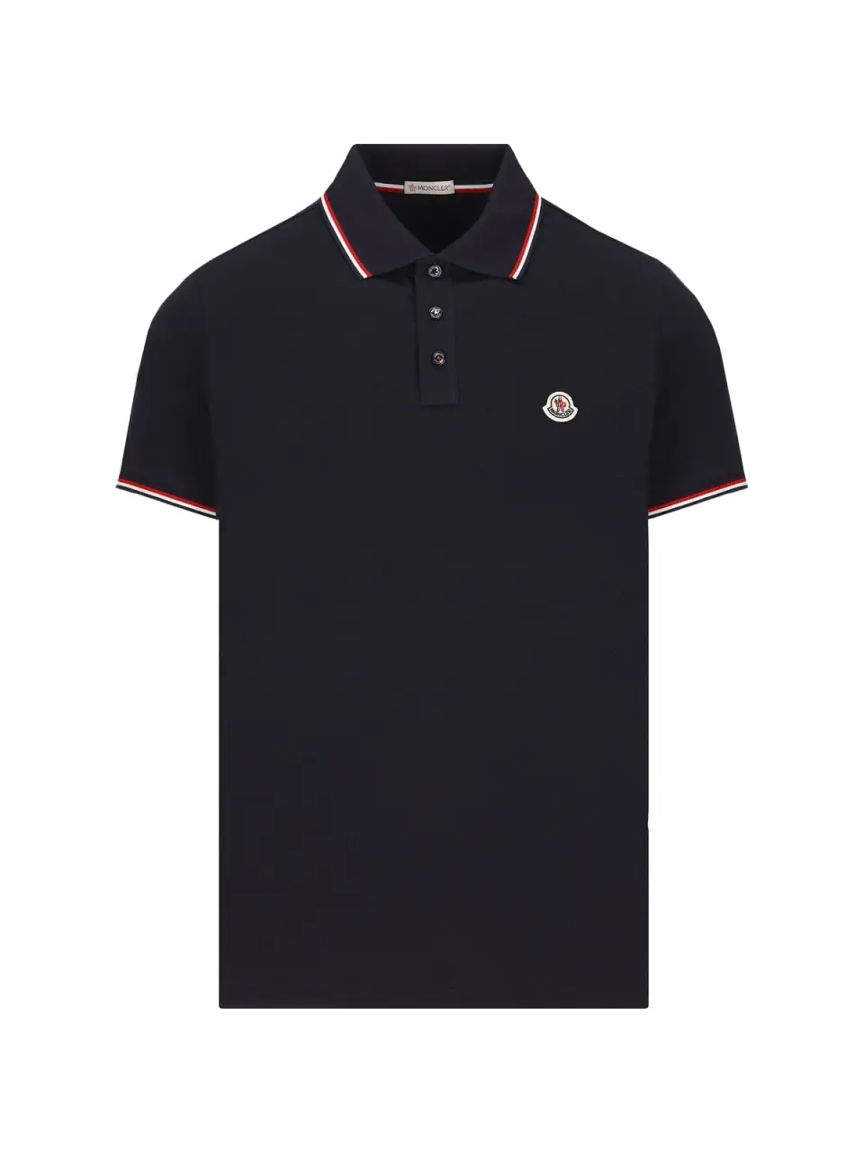 Moncler Logo Patch Polo Shirt in white with embroidered logo patch